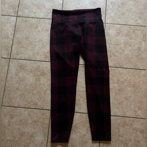 Gently Used Old Navy Black and Red Checkered Active Leggings